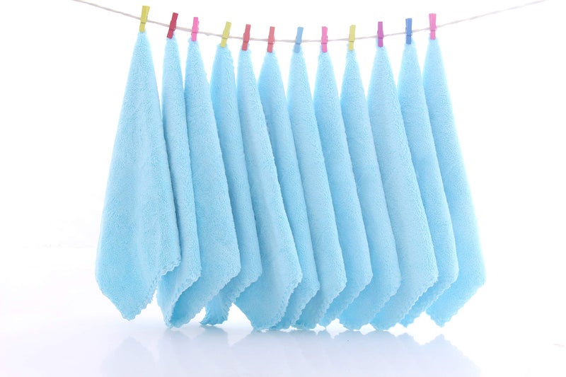 Spotted Play 12 Pack Baby Washcloths - Extra Absorbent and Soft Wash Clothes for Newborns, Infants and Toddlers - Suitable for Baby Skin and New Born - Microfiber Coral Fleece 12x12 Inches, Aquamarine - Image 3